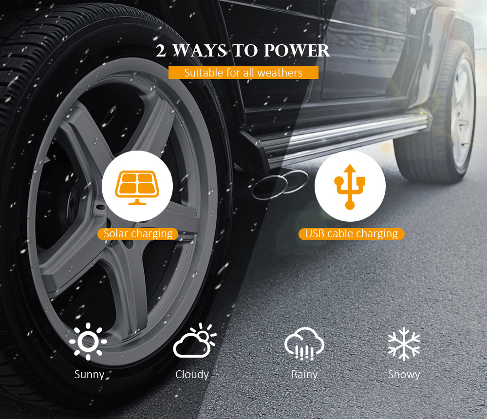 D68 Tire Pressure Monitoring System Solar TPMS Vibration Power-on Design 4 Internal Sensors 
