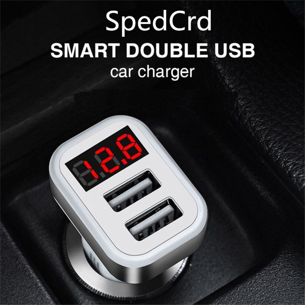 SpedCrd Dual USB Car Charger  5V 2.1A Digital Display Car Adapter