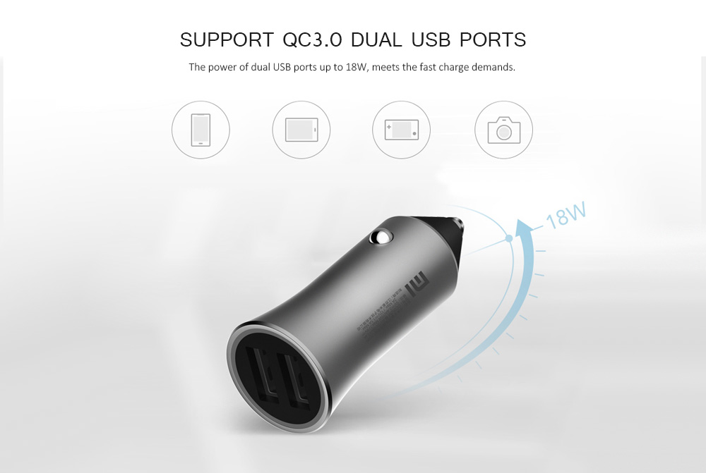 Xiaomi CC05ZM Double USB Port Design Car Charger 